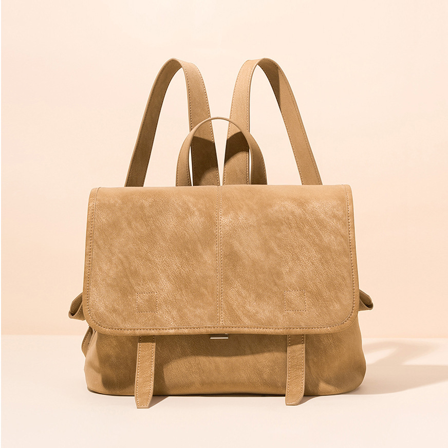 Leather Work Womens Backpack - Kadınlar için Vintage Hakiki Deri Sırt