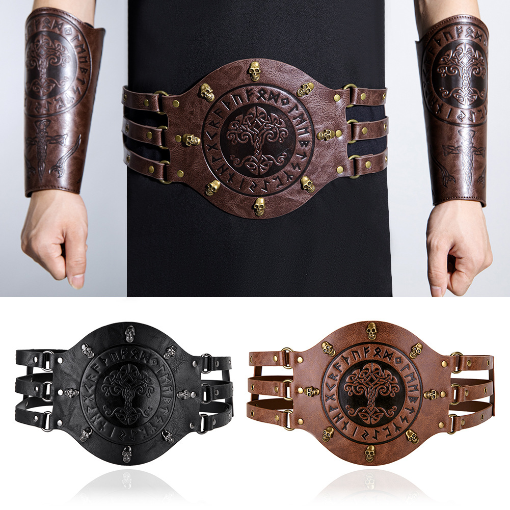 Leatherwork Belt - Ortaçağ geniş korse kemeri, Viking korsan