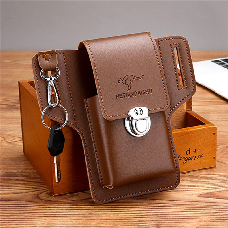 Leatherwork Belt - Erkekler İçin Telefon Kemer Çantası, Cep