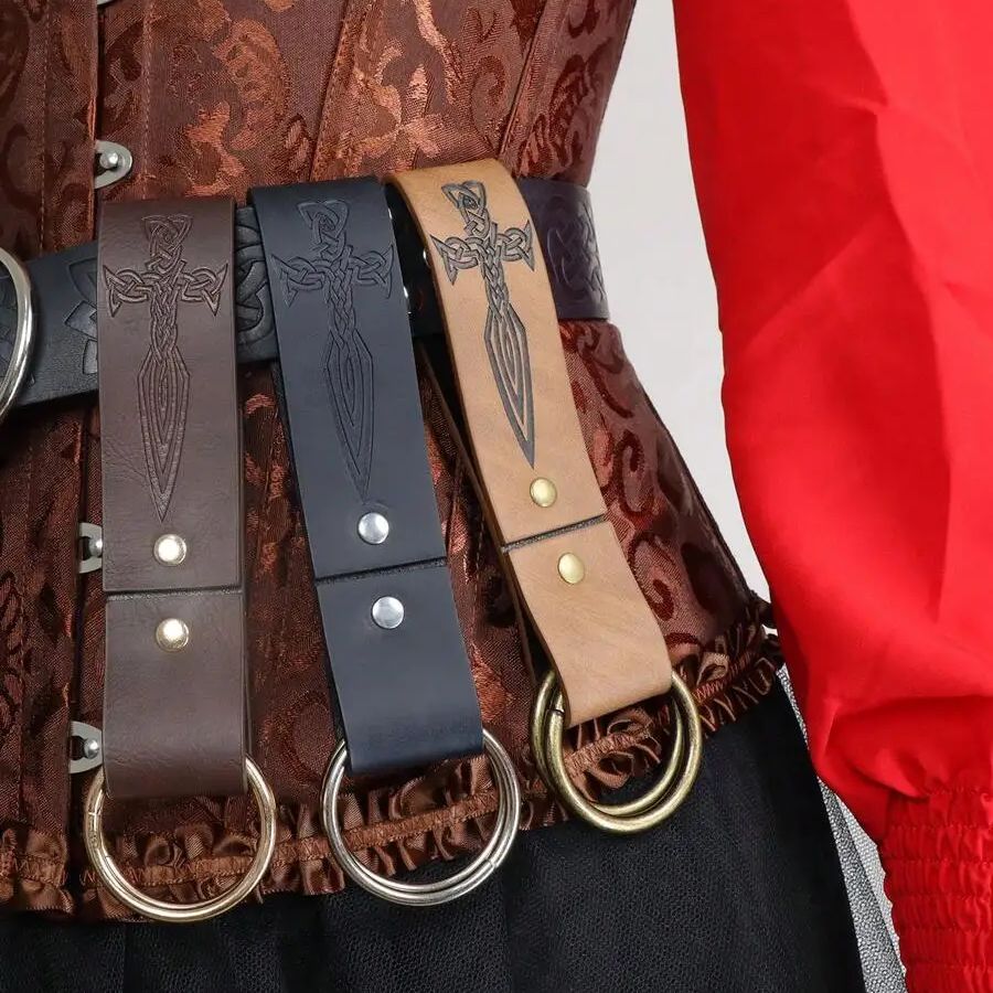Leatherwork Rings - Ortaçağ Kadın Yürüyüş Pileli Etek Deri