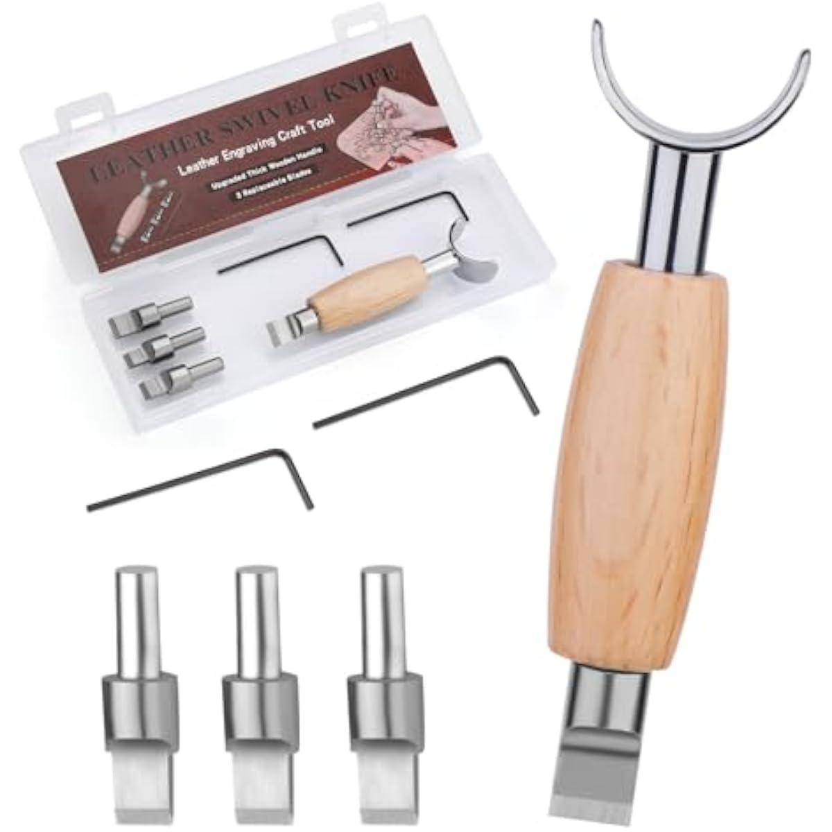 Swivel Knife Tool - Deri Döner Bıçak, 3 Adet Değiştirilebilir