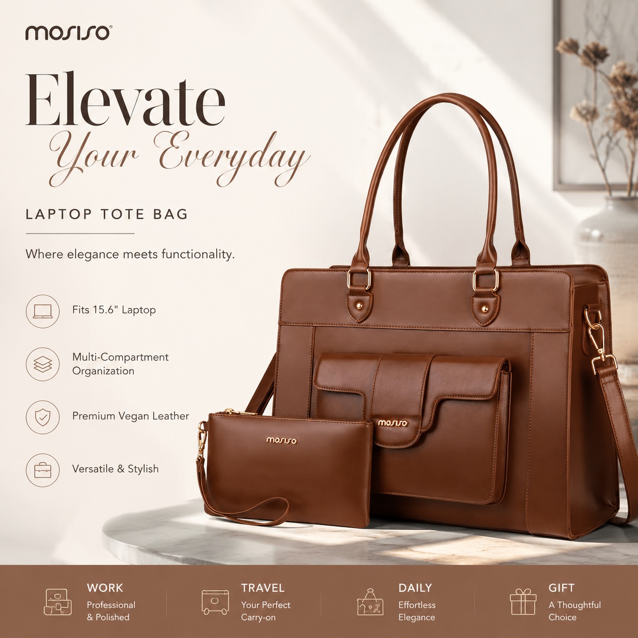 MOSISO Kadınlar için Laptop Ça - Leather Work Bag Laptop incelemesi ve fiyatı