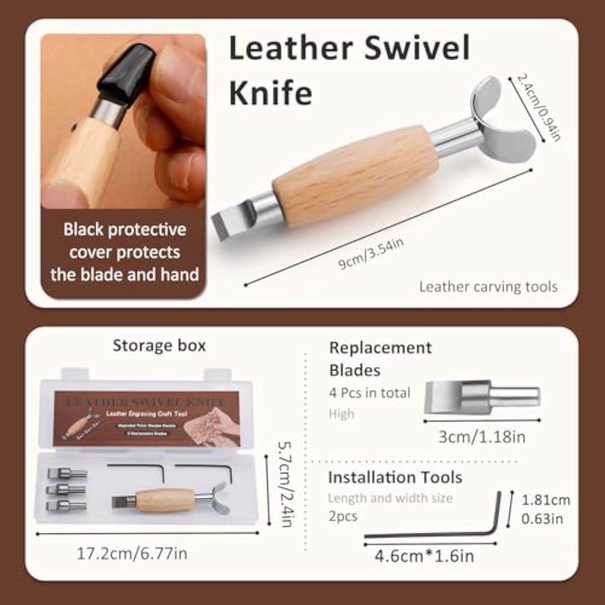 Deri Döner Bıçak, 3 Adet Değiş - Swivel Knife Tool incelemesi ve fiyatı